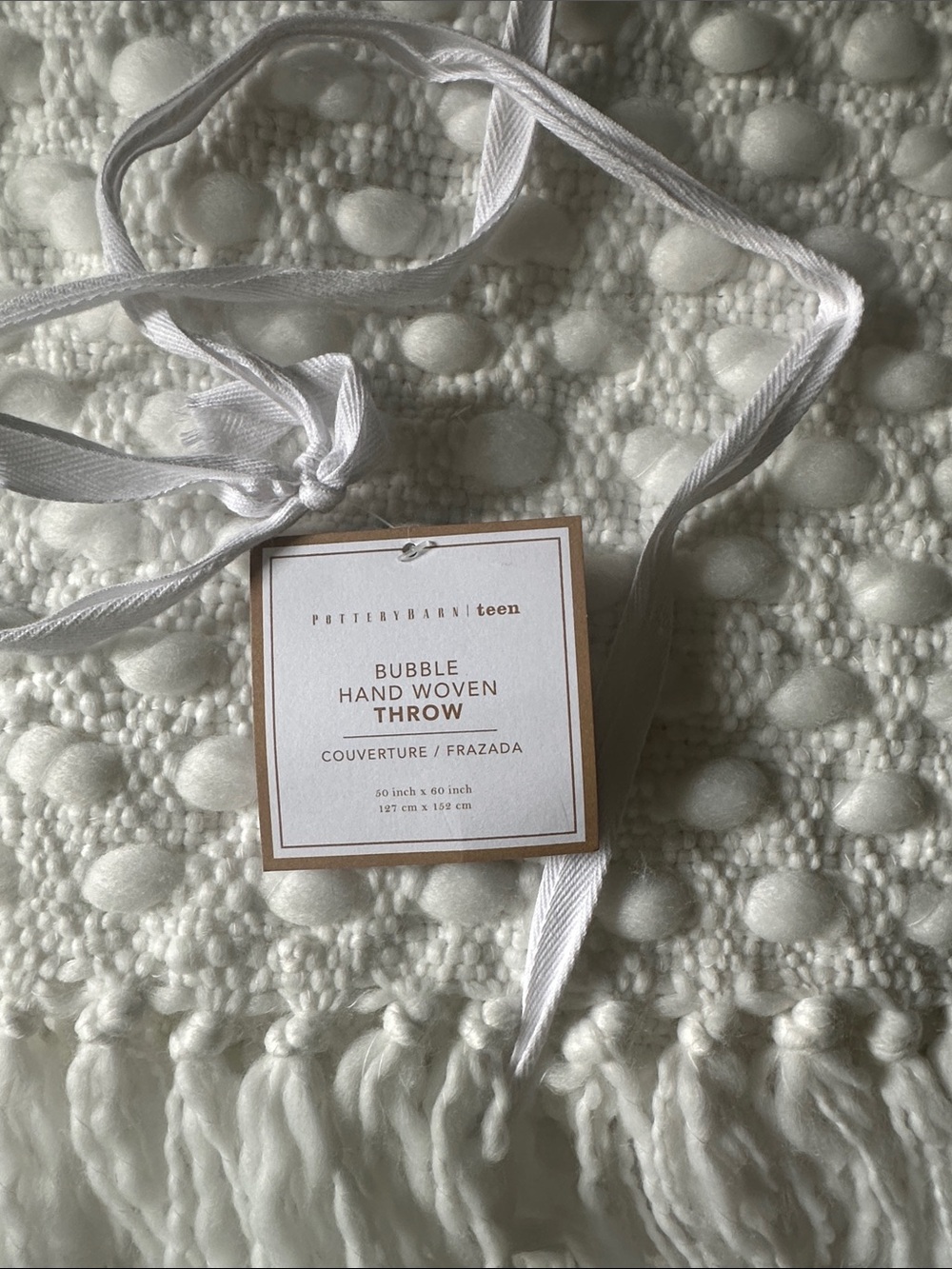 Pottery Barn White Hand Woven Throw Blanket